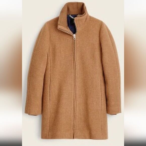 Jcrew Camel Tan  Lodge coat in Italian stadium-cloth wool Large/ Us 10 - Picture 4 of 15